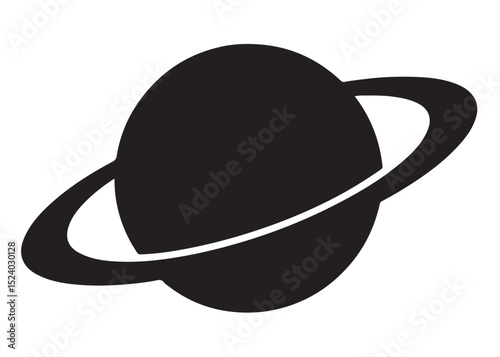 planet saturn logo silhouette vector, saturn logo icon silhouette, simple silhouette vector of planet saturn logo, saturn planet logo silhouette vector illustration on white background