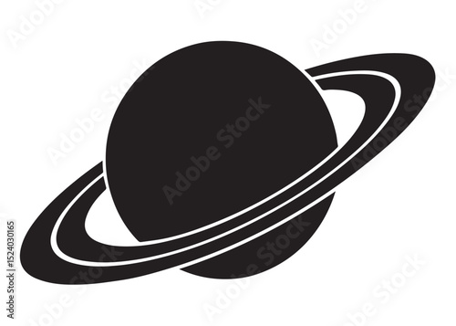 planet saturn logo silhouette vector, saturn logo icon silhouette, simple silhouette vector of planet saturn logo, saturn planet logo silhouette vector illustration on white background