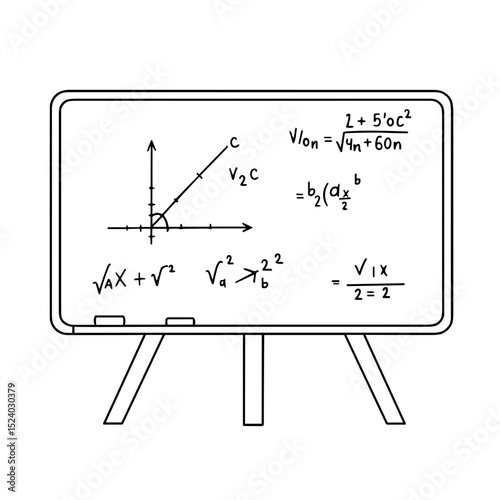 blackboard with mathematical equations and diagrams illustrated in a structured manner for educational purposes