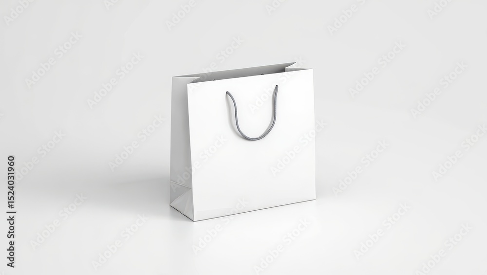 Elegant White Shopping Bag Mockup on a Clean White Background for Branding