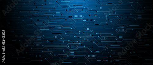 Abstract black blue circuit board technology connected lines electronics elements computer motherboard digital background vector
