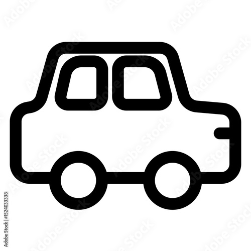 Car is shown in a black and white drawing. The car is a small, compact model with a sleek design
