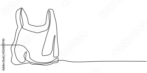 Brown bag lunch Drawing, Plastic cocaine bag icon, Plastic bag one line continuous drawing. Waste bag continuous one line illustration. Vector minimalist linear illustration, Vector illustration