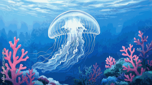 Bioluminescent Dream jelly fish isolated watercolor vector illustration svg