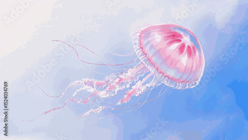 Aurelia Wash jellyf ish isolated watercolor vector illustration svg
