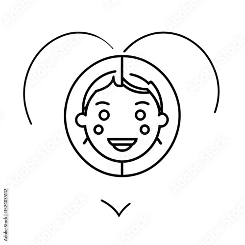 ハートで囲まれた笑顔の女の子｜Smiling Girl in Heart Frame