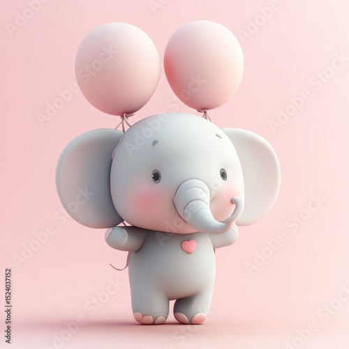 Cute elephant with balloons (2)