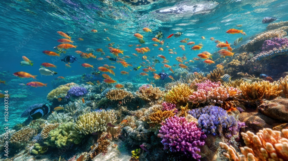 Fototapeta premium Underwater Paradise A Vibrant Ecosystem of Coral and Fish