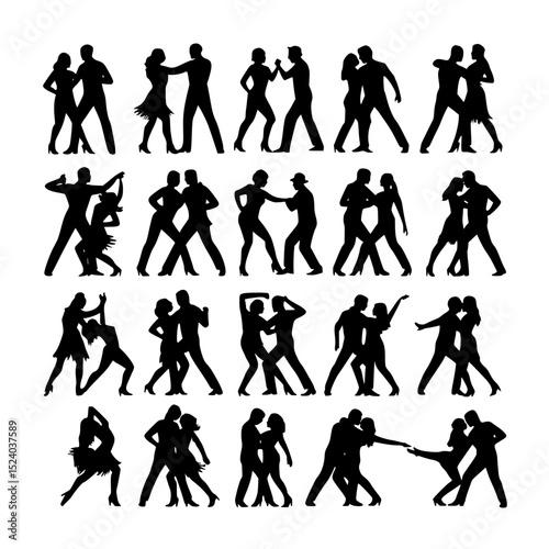 Silhouette collection ballroom dance couples poses