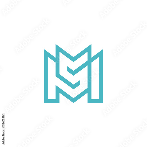 Abstract Teal Geometric Logo Design with Interlocking M and S Letters