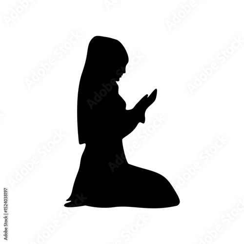 Muslim woman making dua silhouette