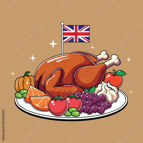 Trendy Thanksgiving Dinner With UNITED KINGDOM Flag