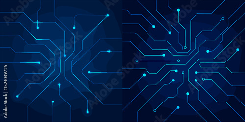 Explore a captivating abstract design featuring intricate circuit patterns. This deep blue background is perfect for showcasing technology, innovation, and digital themes.