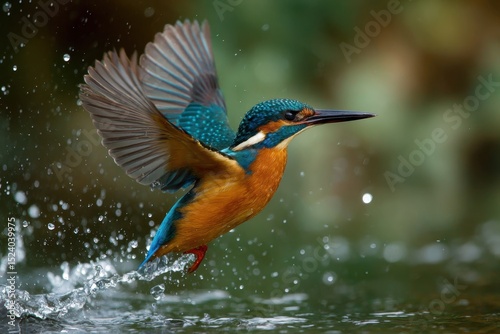 A Kingfisher In Action Capturing A Fish From the Water