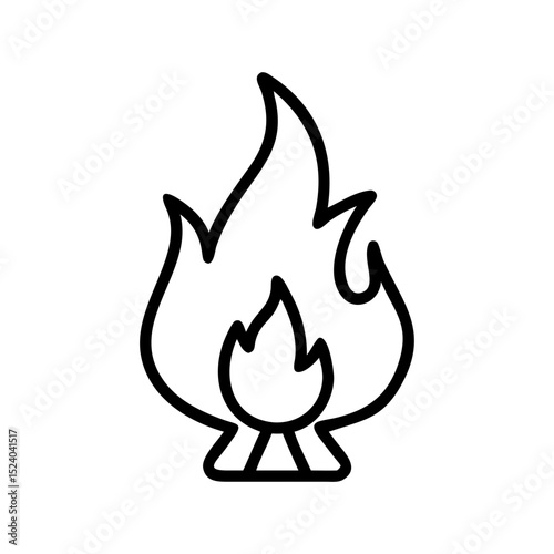 Campfire Flame Icon in Outline Style