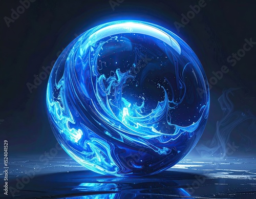 Blue glowing orb, fluid design