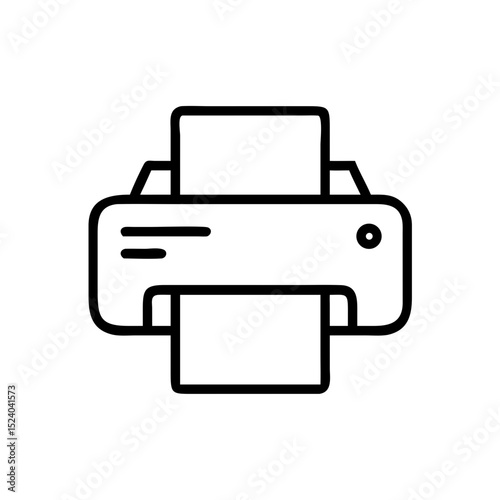 Simple Printer Icon with Paper Outline
