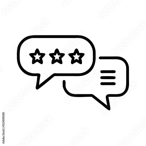 Icon displaying speech bubbles with stars, representing reviews and feedback.