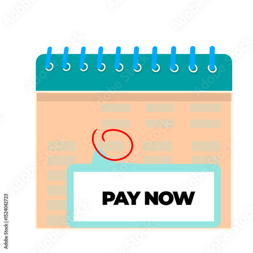 Pay Now message. Calendar Icon Reminder. Instant Payment Alert with transparent background clipart