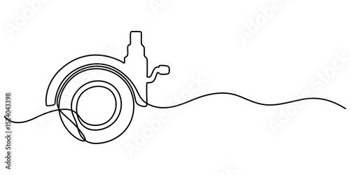 Caster roller wheel outline continuous one line drawing, Set of caster wheel vector icons in outline and solid styles. Perfect for furniture, trolley, industrial, and hardware illustrations. Editable.