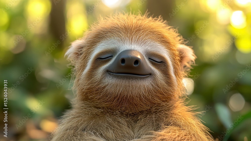 Obraz premium Sleepy sloth in lush forest
