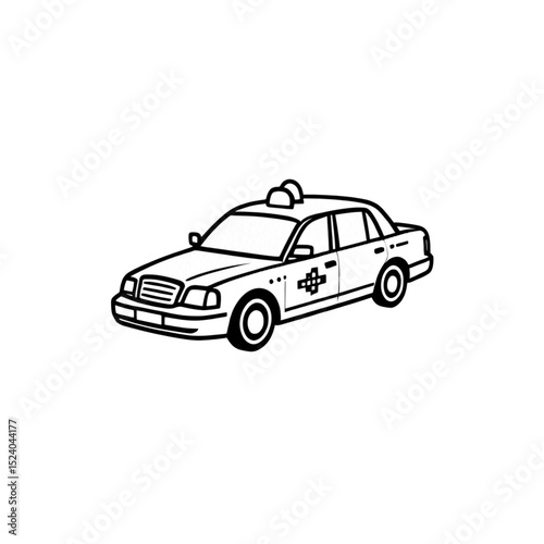 側面から見たタクシーのイラスト｜Taxi Side View Illustration