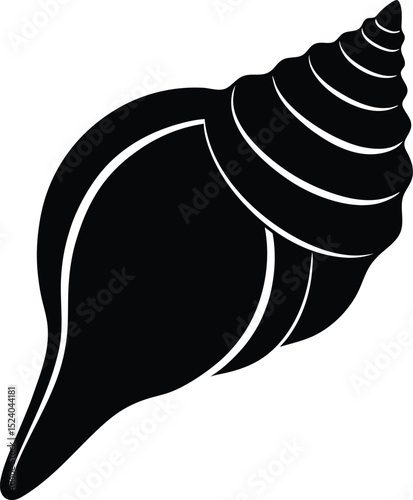 Traditional Indian Conch Shell (Shankh) Silhouette Vector
