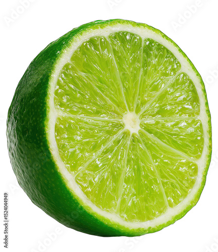 Close-up of a vibrant lime slice, showcasing its green flesh and juicy interior