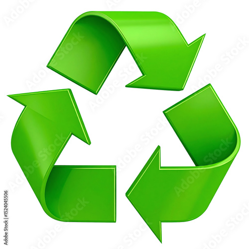 Recycle symbol green arrows for sustainable environment and eco friendly isolated on transparent background