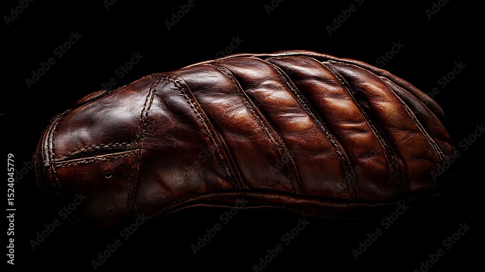 Antique Leather Baseball Glove with CloseUp on Black Background, and Vintage Texture. Antique Leather Baseball Glove with CloseUp on Black Background, and Vintage Texture.
