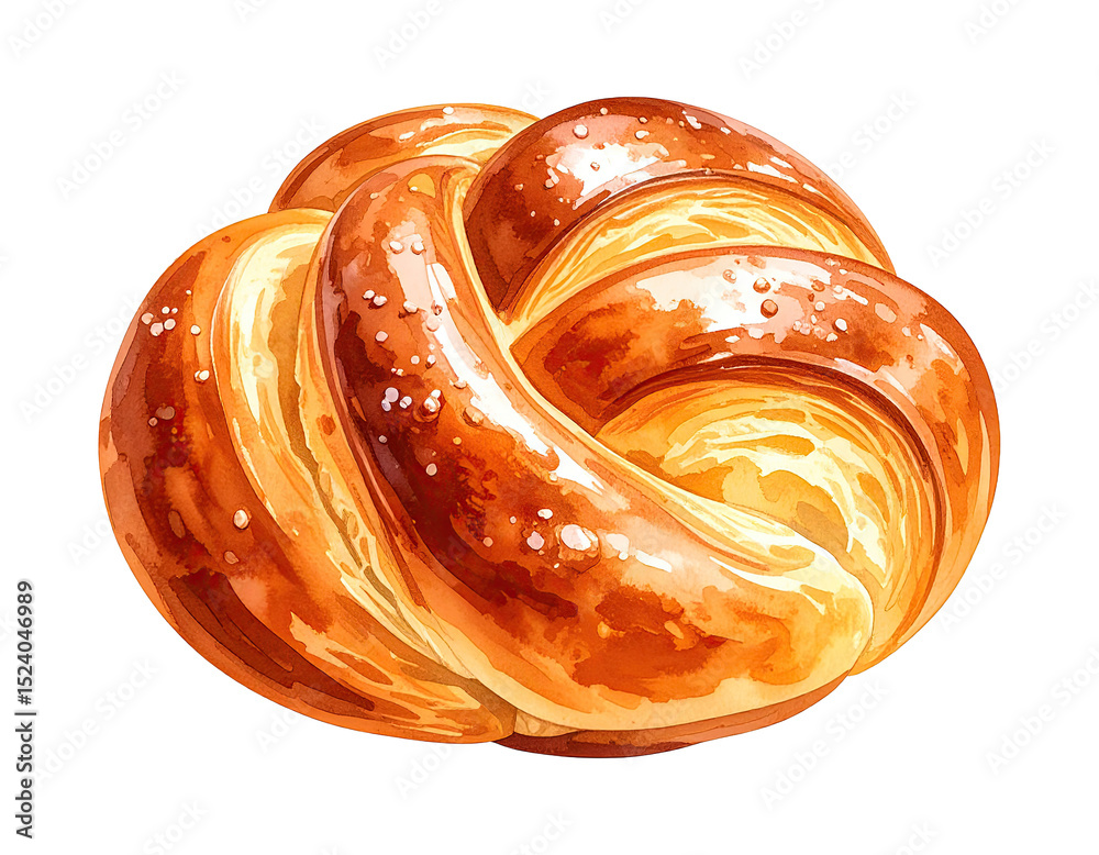 Fototapeta premium Watercolor illustration of bread. Food clipart illustration.