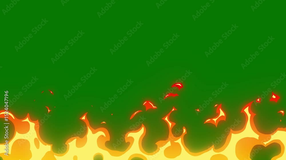 fire flame cartoom green background green screen animated chromakey background design gesture expression elements backgrounds layers colorful cartoonish