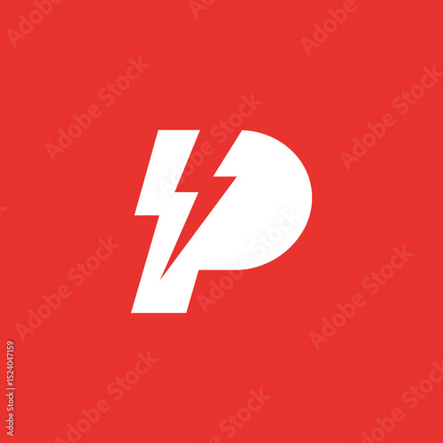 Initial Letter P Lightning Voltage Logo design vector template
