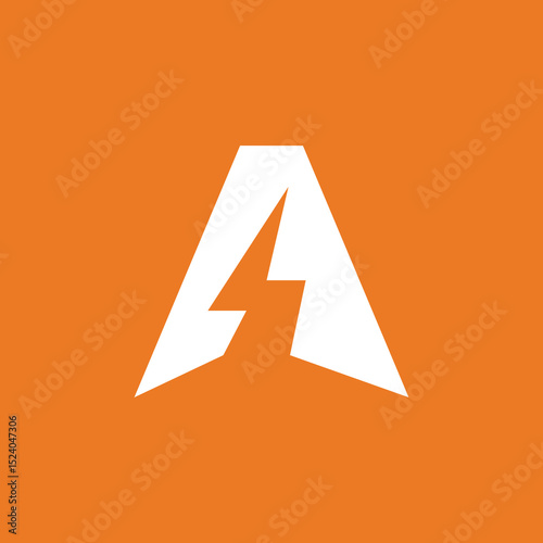 Initial Letter A Lightning Voltage Logo design vector template