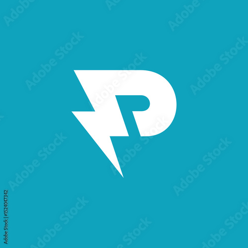 Initial Letter P Lightning Voltage Logo design vector template