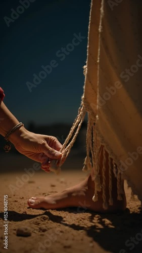 Woman with an issue of blood reaches to touch the tassels of Jesus’ clothing, in hope to get healed