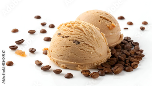 Coffee ice-cream isolated on white background 