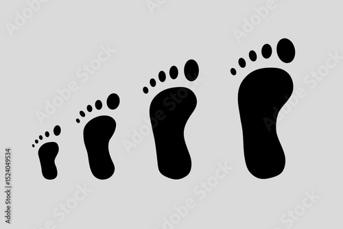 Foot print icon. Bare foot print Black on white feet icon vector , stock vector illustration flat design style