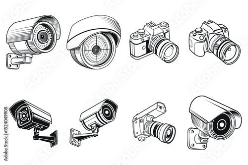 Classic CCTV Camera Icons Vector Silhouette Pack