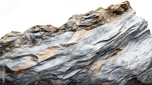Dramatic Grey and Brown Rock Formation on White Background, Ideal for Design Projects