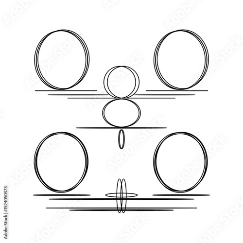 Abstract Composition with Overlapping Circles and Symmetrical Arrangement