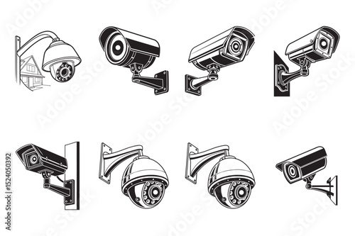 Classic CCTV Camera Icons Vector Silhouette Pack
