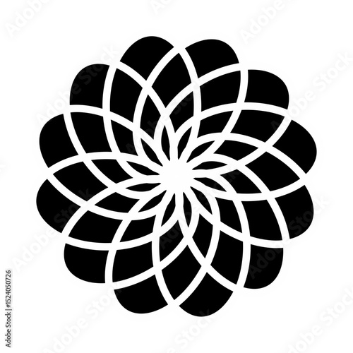 Elegant Abstract Mandala with Petal-Like Shapes and Radial Symmetry