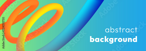 Vibrant abstract background with colorful gradient lines, smooth tubular shapes. Fluid vivid wavy rainbow ribbon in the form of loops or spirals. Trendy dynamic futuristic banner
