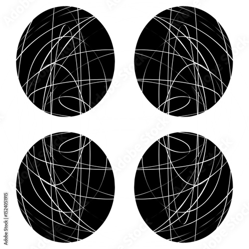 Abstract Composition of Spheres and Intertwined White Lines