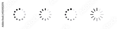 Loading icon. Download vector set. Load icon set. Downloading circle sign.