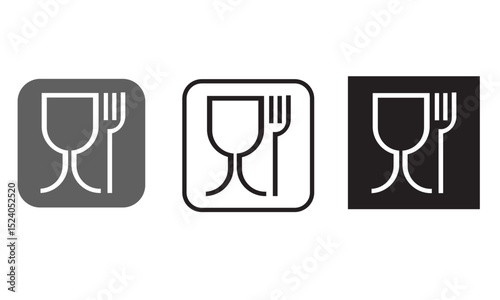 FOOD GRADE SIGN, Food Safe sign vector illustration, Food emblem on the packaging, food sign isolated, drink and foodclipart, Meals icon. Safety sign, Safety tested, non toxic icon.Food Safe EU 