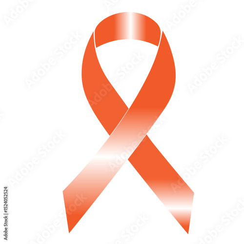 National Kidney Cancer Awareness Month. Orange Color Ribbon Isolated On Transparent Background. Vector Design Template For Poster. Illustration
