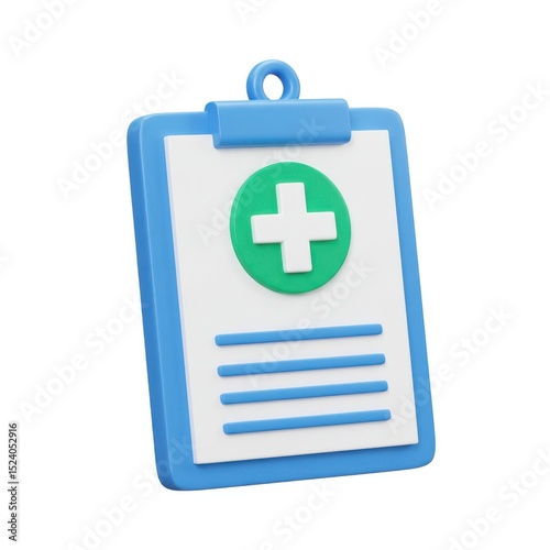3d render of medical clipboard icon isolated on white background