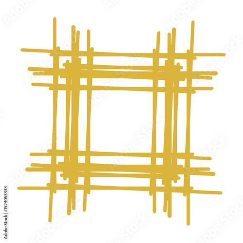 Hand-drawn yellow intersecting lines creating a grid-like structure